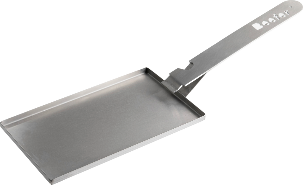Grillristhåndtak med dryppskål i rustfritt stål 47,5 cm Beefer forfra