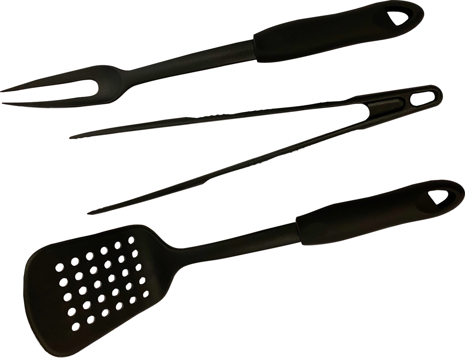 Grillsett med spatel, tang og gaffel varmebestandig plast - Cadac forfra