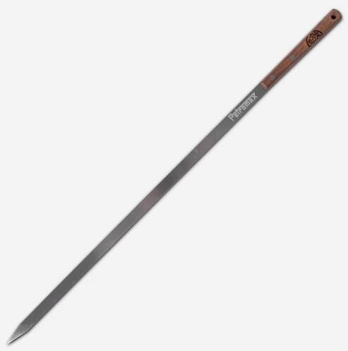 Bakside av Grillspyd 4-delt rustfritt stål 40 cm valnøttgrep