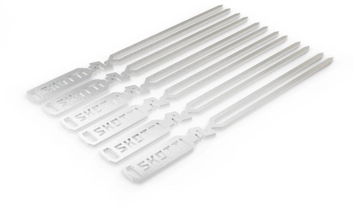 Grillspyd Pikes i rustfritt stål 28 cm 6 stk forfra