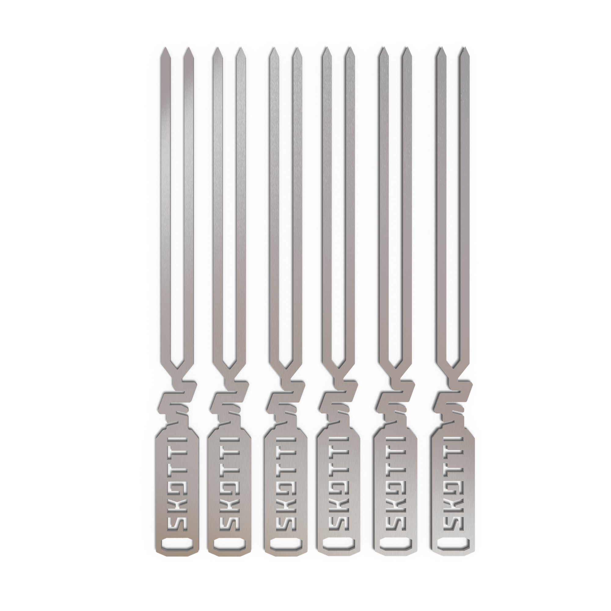 Grillspyd Pikes for Skotti Grill 6 stk 28 cm rustfritt stål forfra