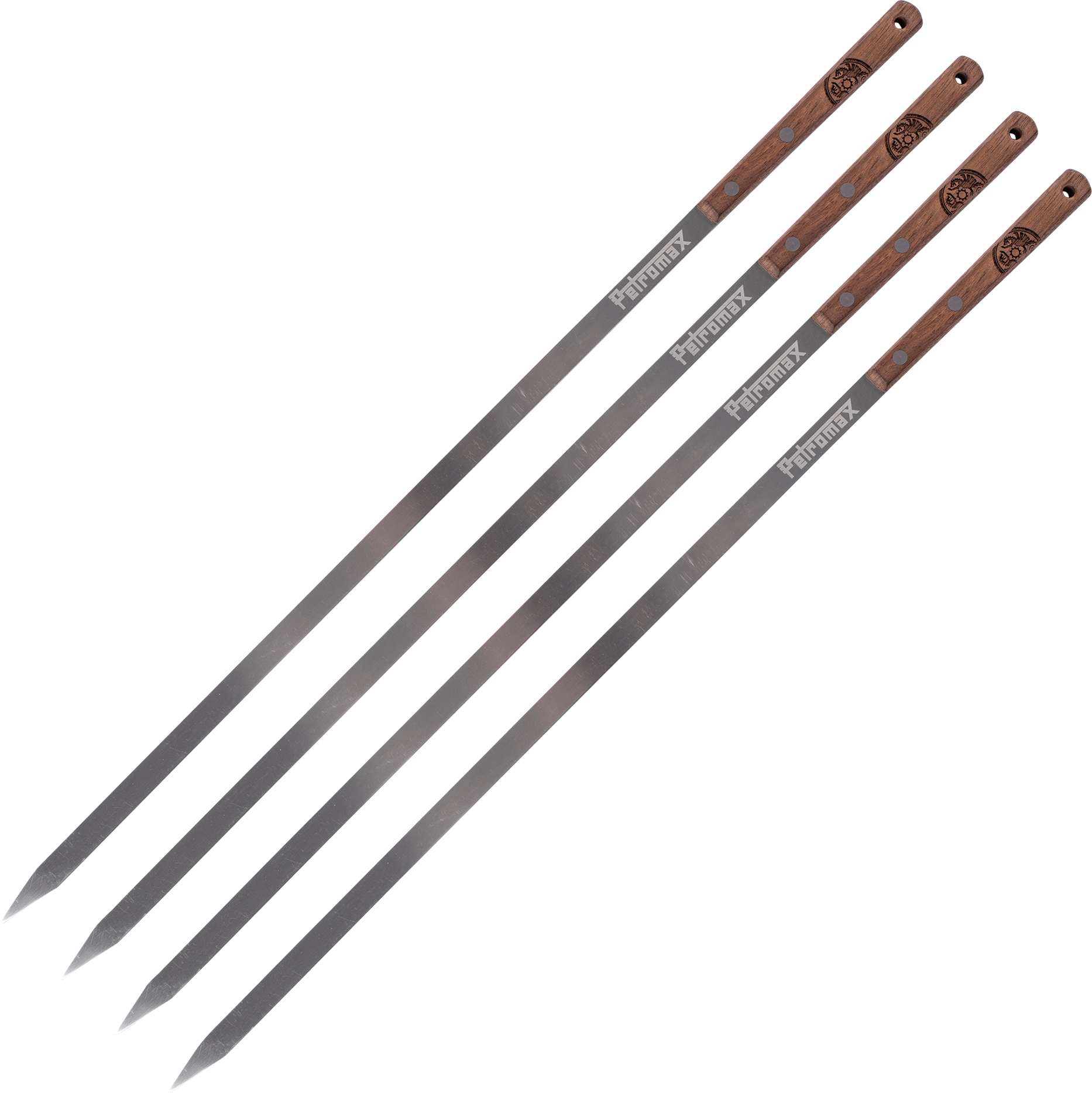 Grillspyd SK40 40 cm rustfritt stål med valnøttskaft forfra