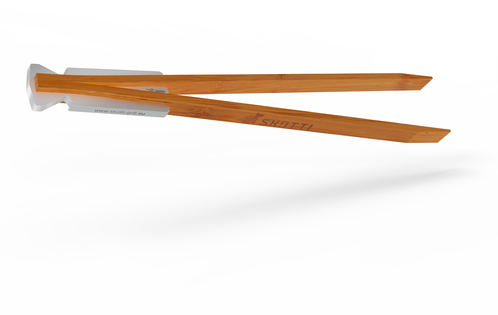 Grilltang Tongs i bambus og aluminium med flaskeåpner - Skotti forfra