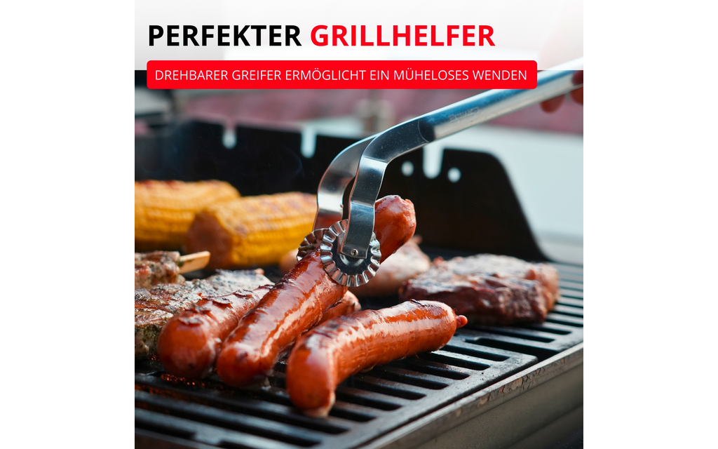 Detalj av dreibart grep på Grilltang TwistMaster i rustfritt stål