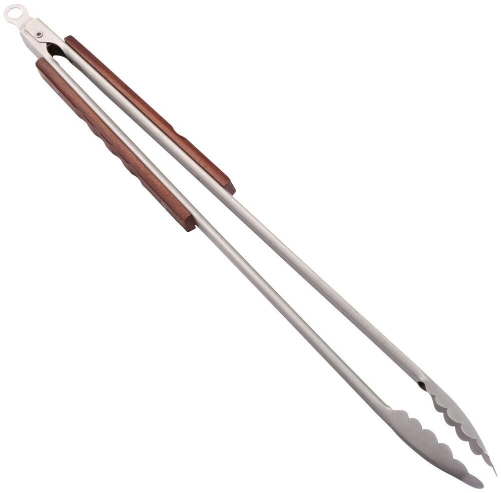 Grilltang XXL i rustfritt stål, 56 cm med trehåndtak BlueCraft forfra