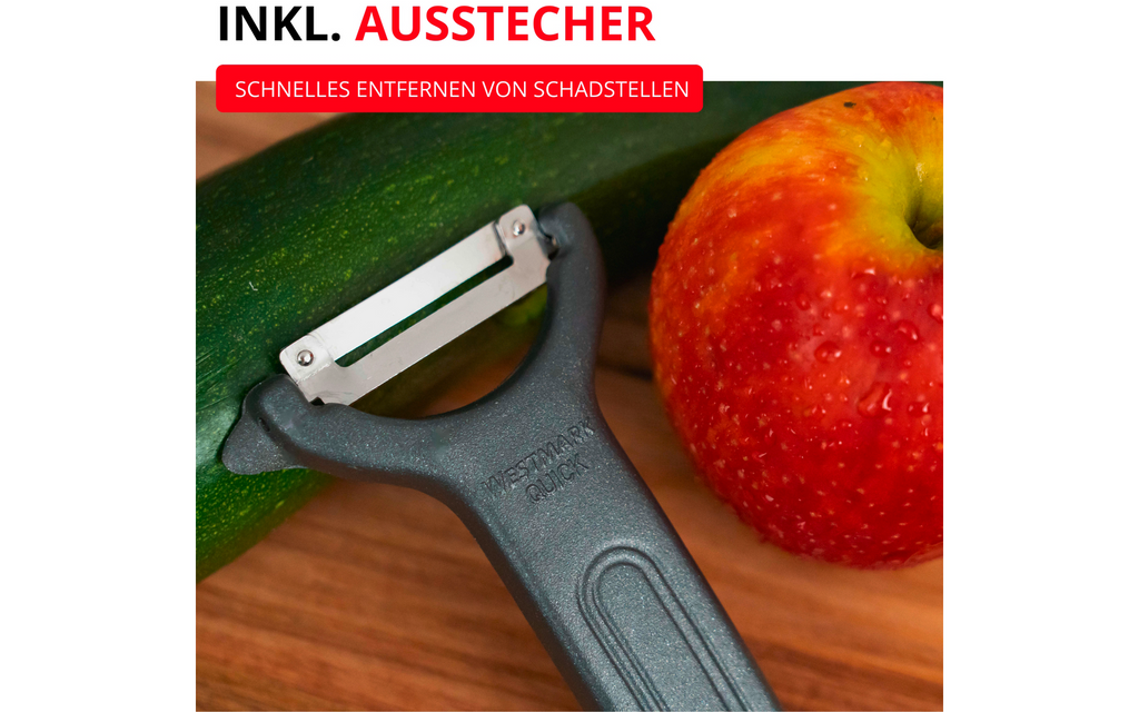 Detalj av blad på Grønnsaks- og aspargesskreller Quick Black Edition - Westmark