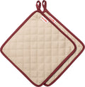 Grytekluter for campingbakovn 24x24 cm 2 stk - Omnia beige med vinrød kant