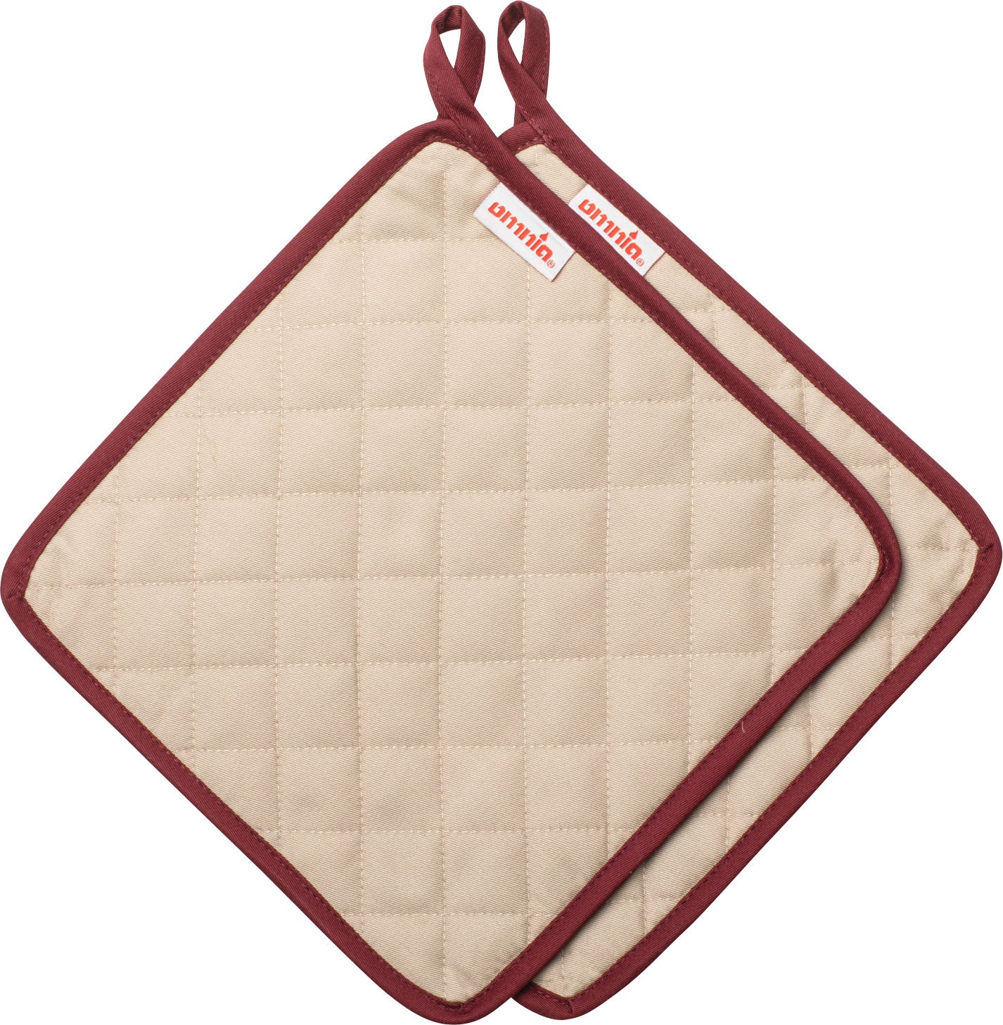 Grytekluter for campingbakovn 24x24 cm 2 stk - Omnia beige med vinrød kant