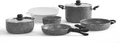 Grytesett 10-deler aluminium granittlook med non-stick PTFE forfra