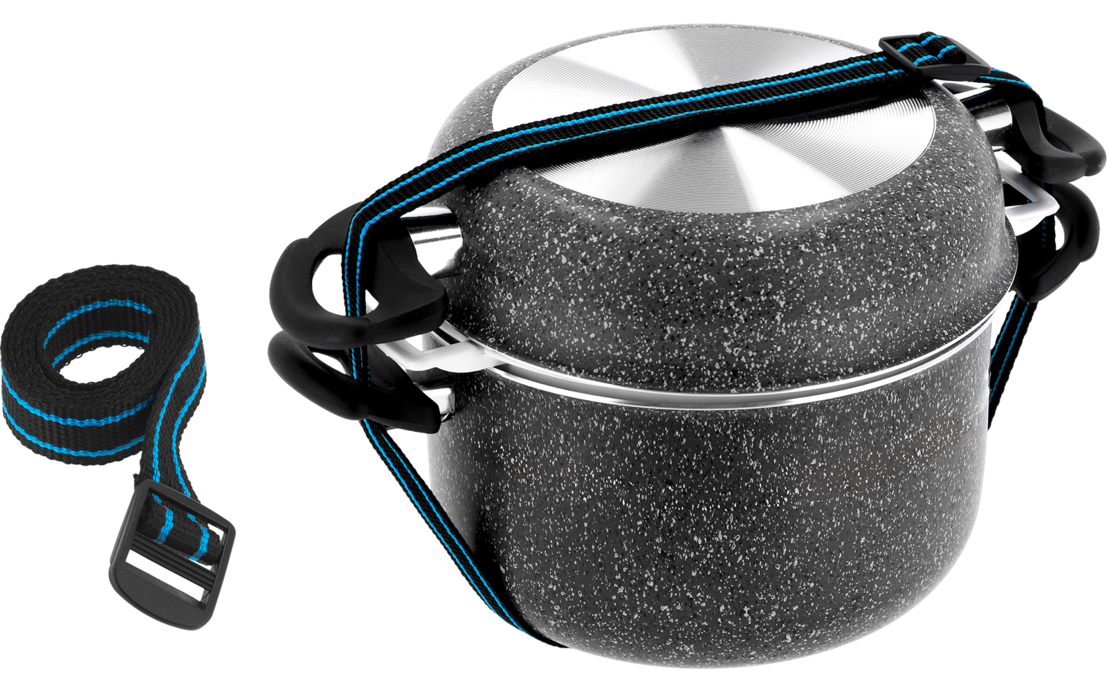 Nærbilde av avtakbart håndtak på Grytesett 10-deler aluminium granittlook