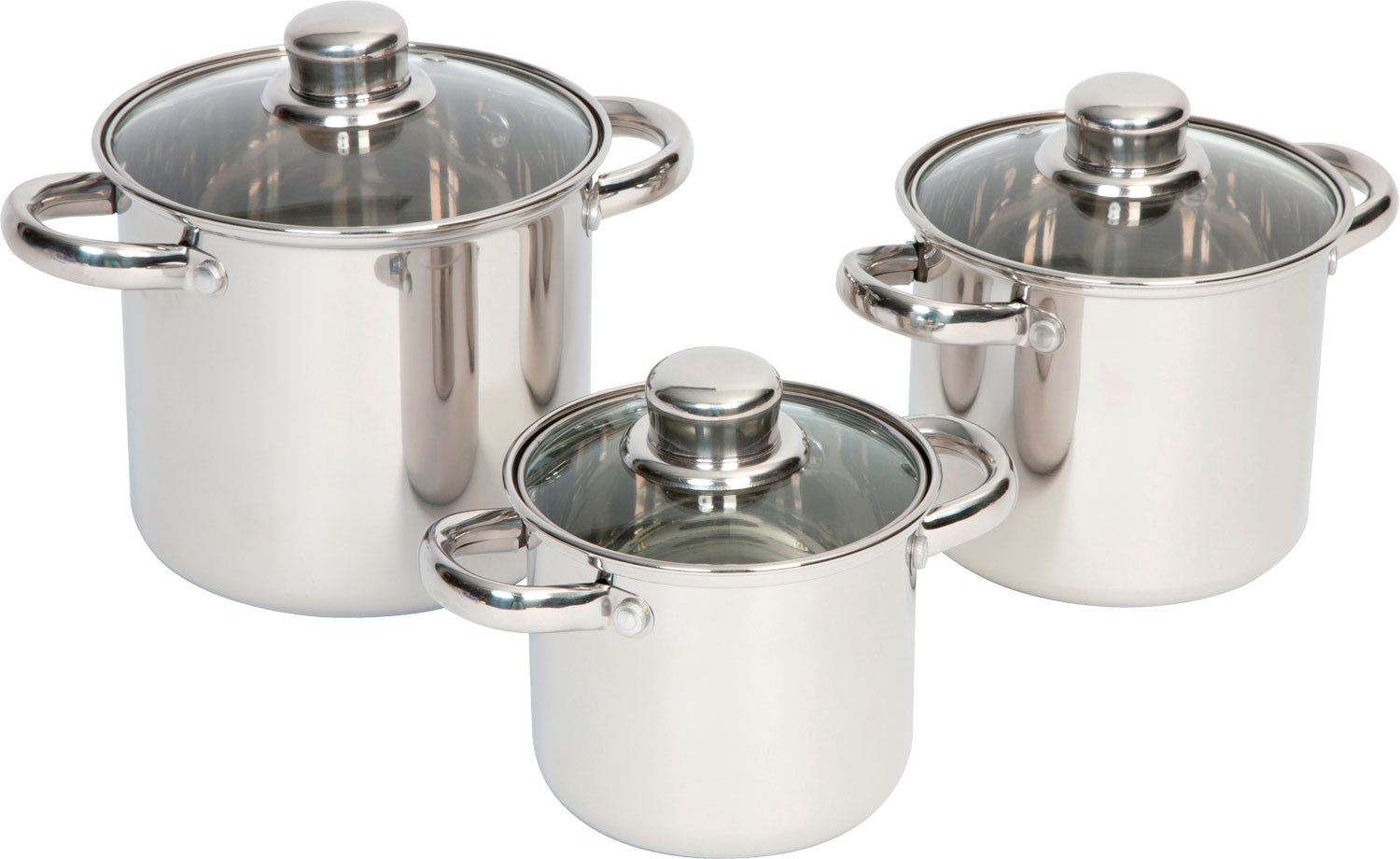Grytesett 3-delt rustfritt stål 1,3/2/3 liter - Bo-Camp forfra
