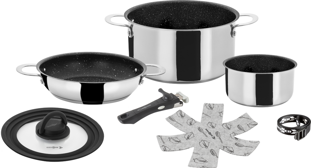Grytesett Academy Vacuum 5+1 stablebar Ø22 cm rustfritt stål forfra