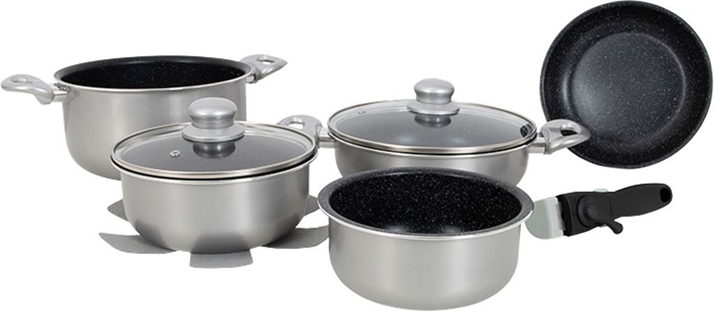 Grytesett aluminium induksjon 8-deler - Gimex forfra