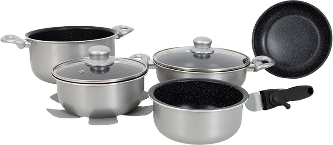 Grytesett aluminium induksjon 8-deler - Gimex forfra