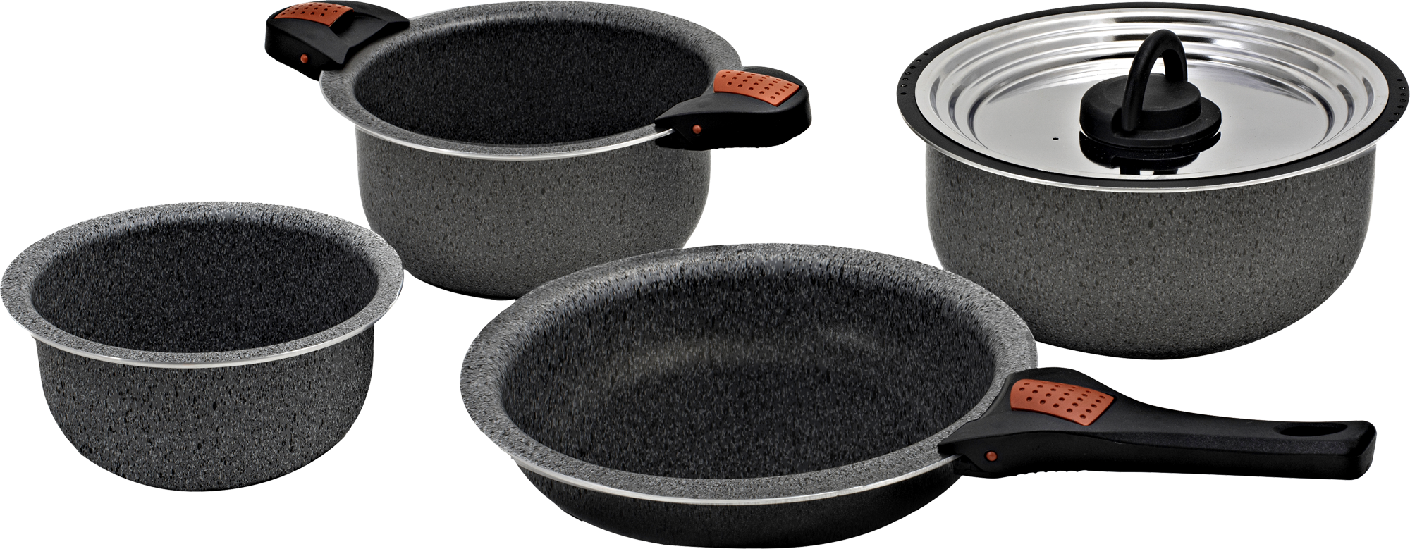 Grytesett Artepetra 8-delt aluminium induksjonskompatibelt Beaver Brand forfra