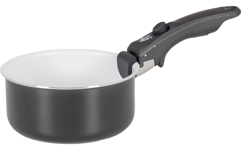 Detalj av keramisk non-stick belegg på Grytesett Expedition 4-delers aluminium induksjon avtakbart grep