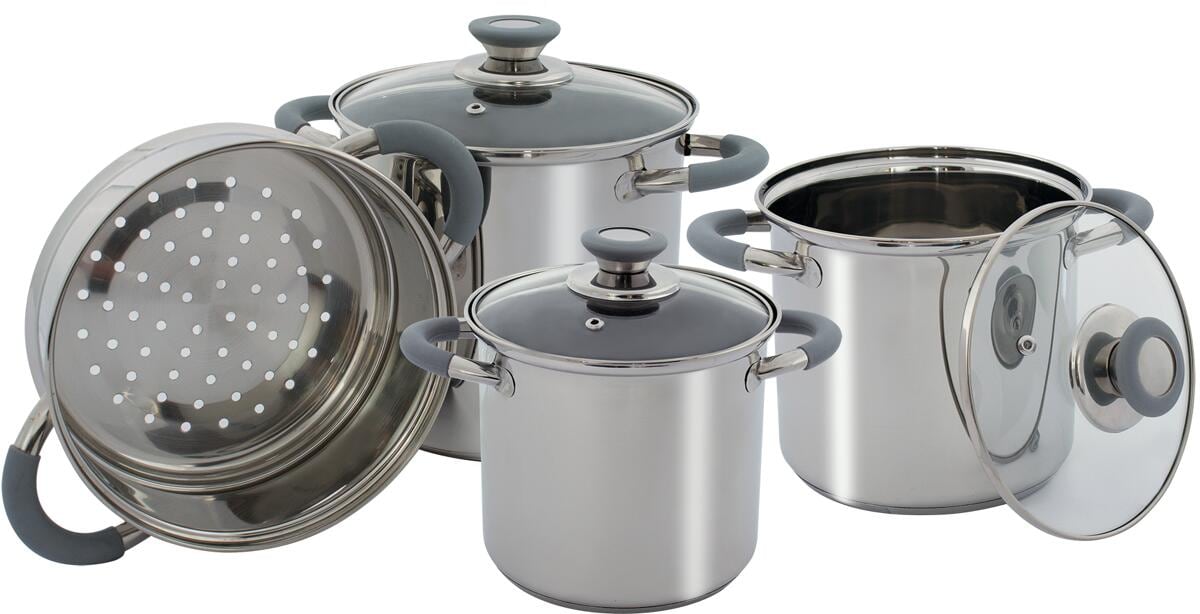 Grytesett Kingston 7-deler med dampkoker front