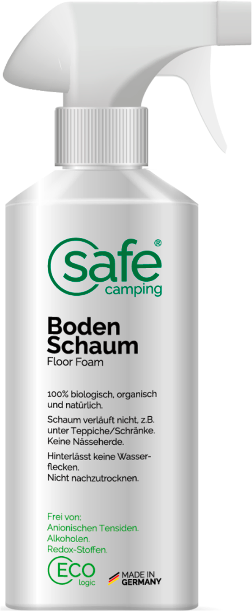 Gulvskum rengjøringsmiddel uten vaskevann 500 ml - SAFE CAMPING forfra