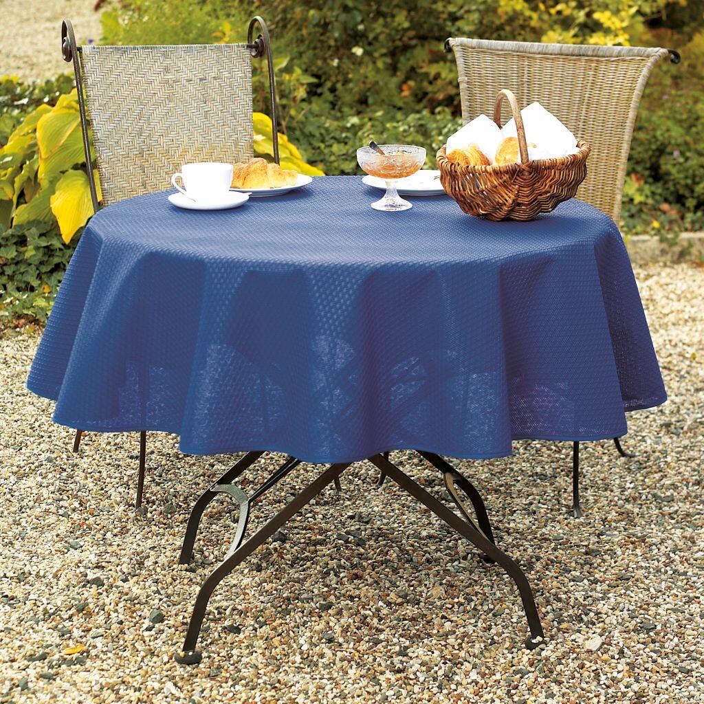 Hageduk Milano halvrund 210x160 cm indigo detalj av stoff