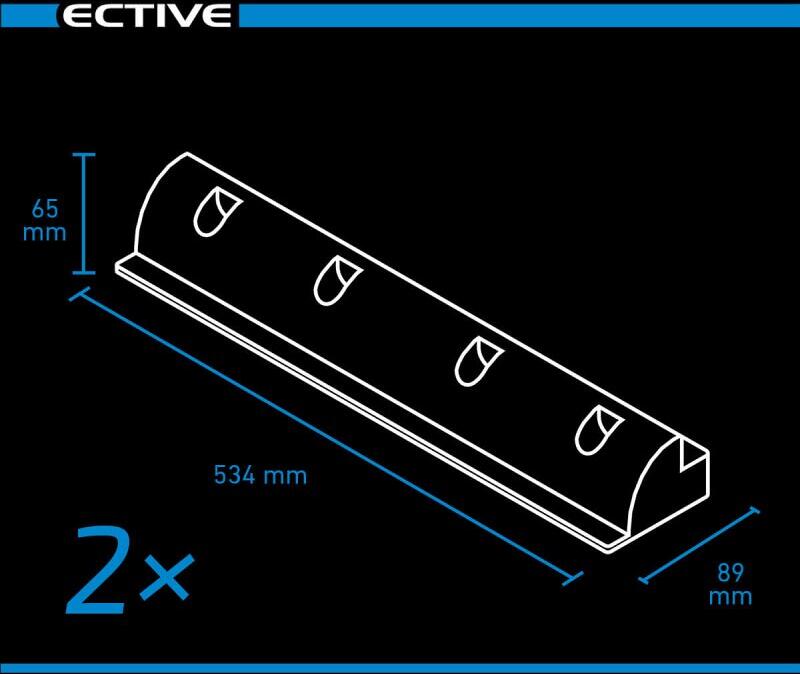 Haltespoiler for solcellepanel 534 mm lang hvit 2-delt - ECTIVE montert detalj