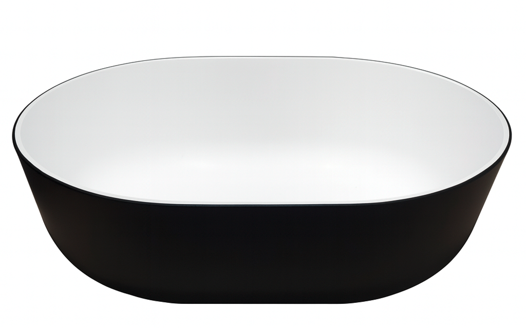 Halvrundt servant 35x26 cm svart/hvit akryl - Castagnari forfra