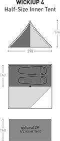 Halvt innertelt Wickiup 4 Half-Size 2-pers fra Bach Equipment vist forfra
