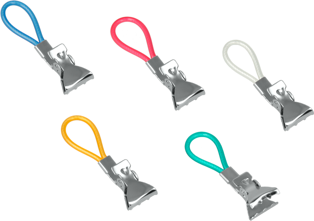 Håndkleklips 5-pk flerfarget med stålklemme Metaltex for oppheng av håndklær