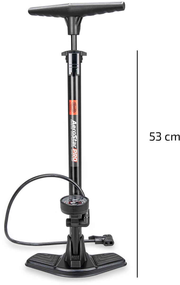 Håndpumpe med manometer 11 bar stålsylinder 65 cm slange - Heyner brukt til sykkeldekk