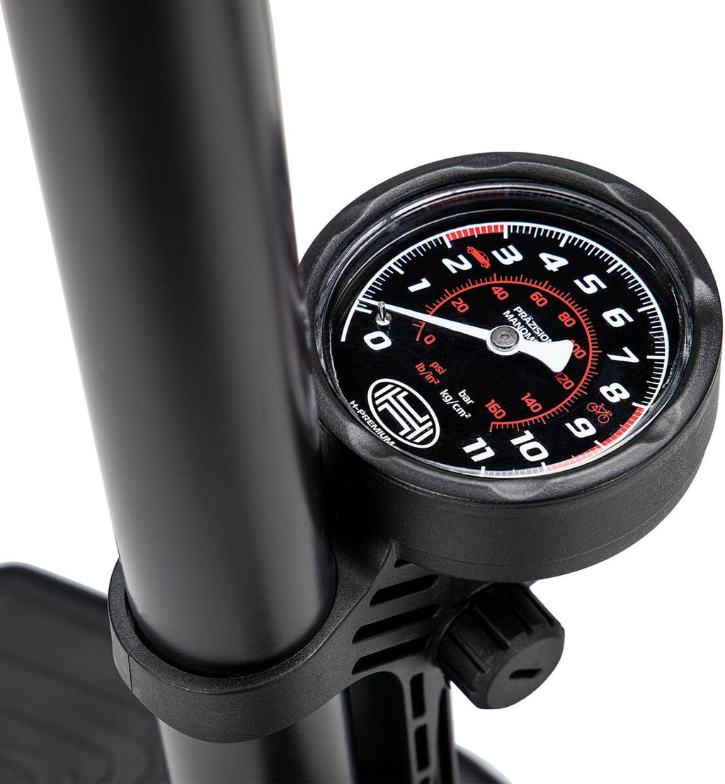 Håndtak på Håndpumpe med manometer 11 bar stålsylinder 65 cm slange - Heyner