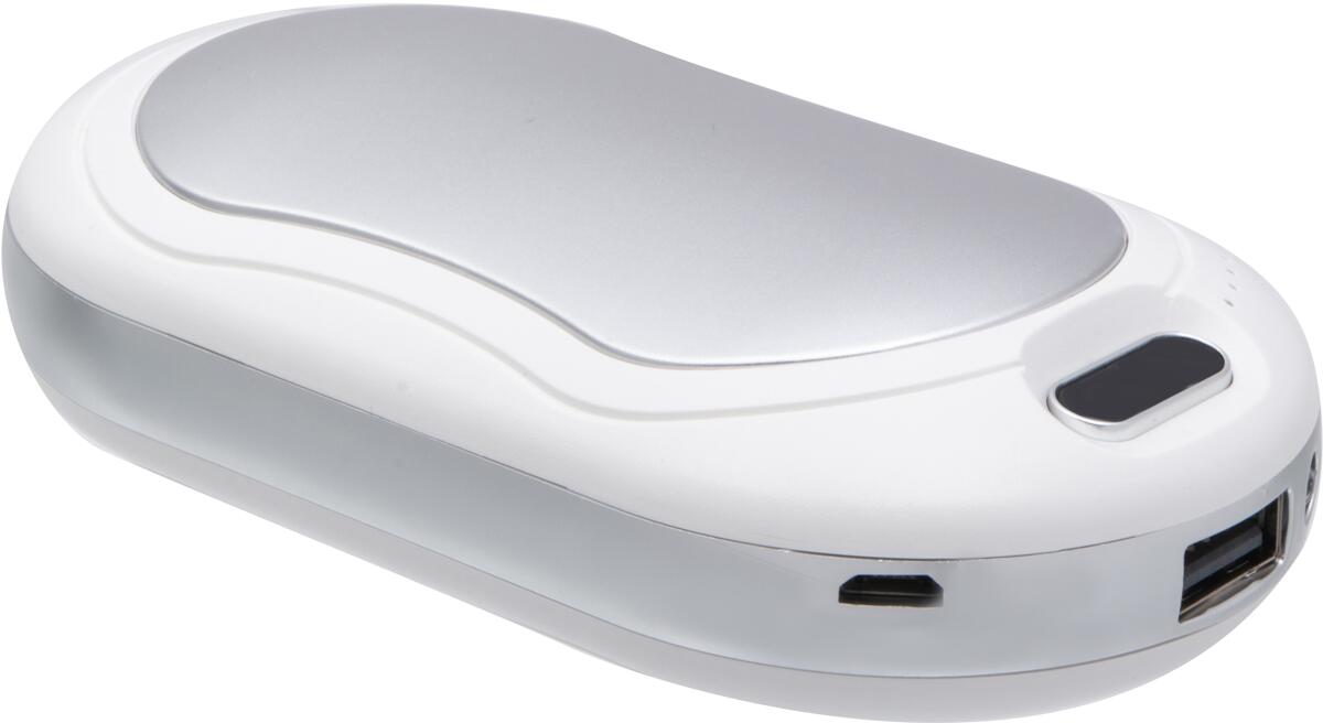 Håndvarmer med powerbank 10000mAh LED-lys og massasje forfra