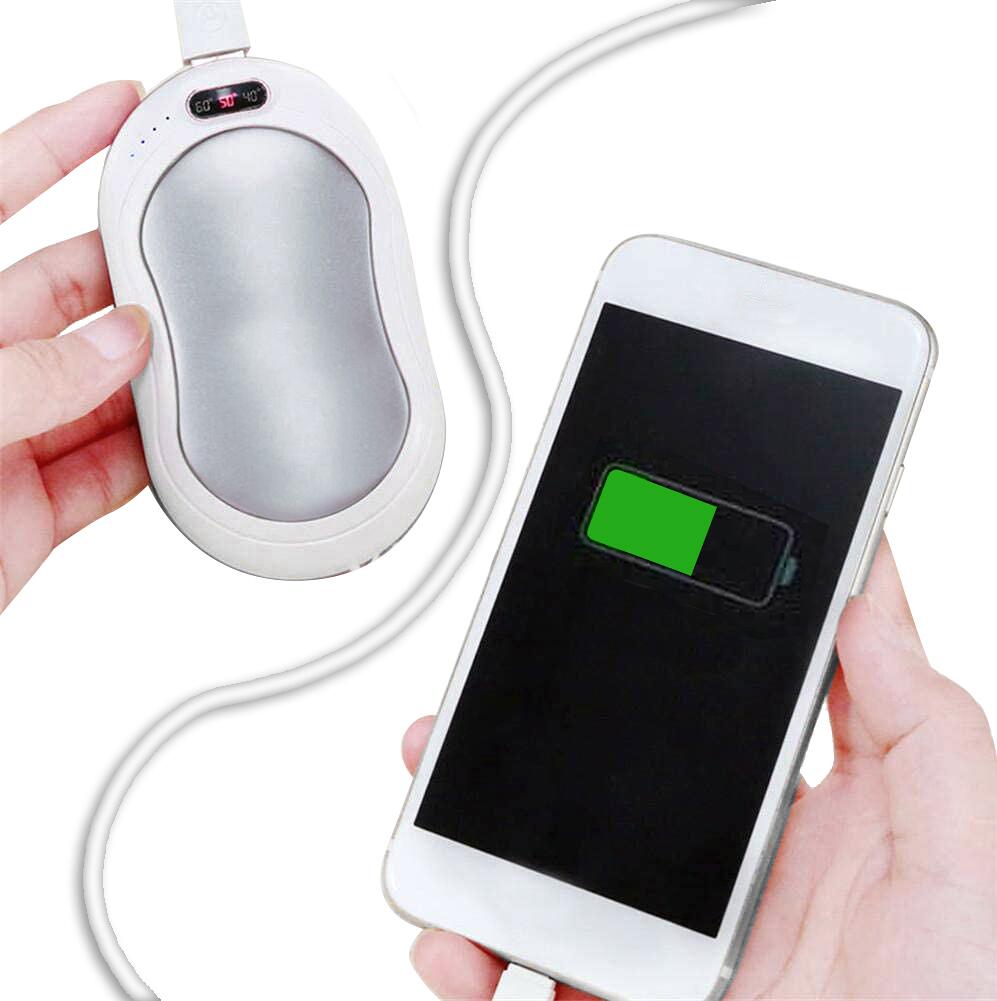 Detaljbilde av Håndvarmer med powerbank 10000mAh LED-lys og massasje