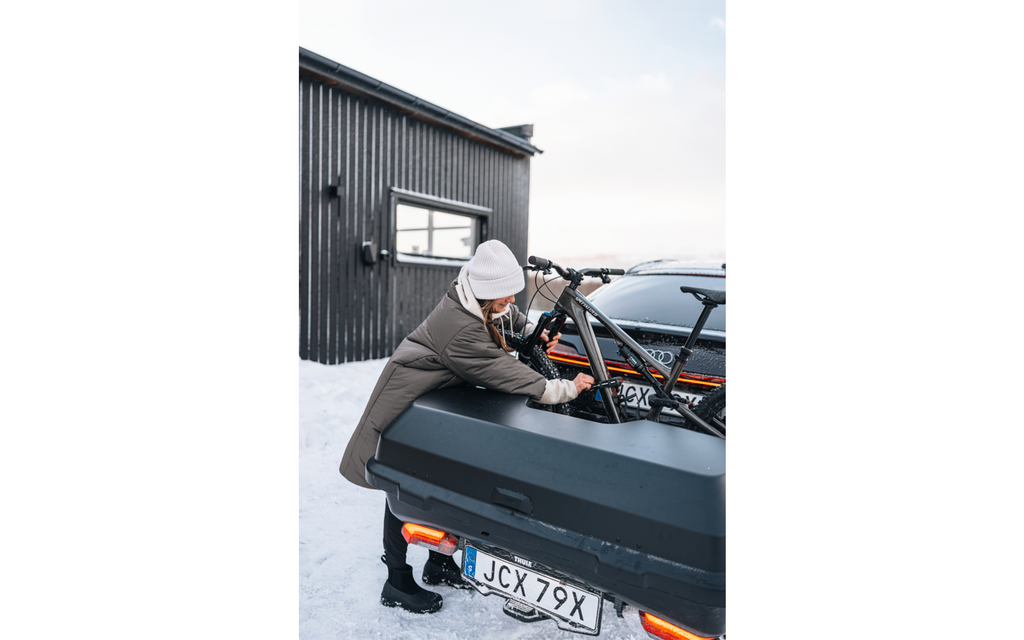 Heckboks Santu for sykkelstativ Epos EasyFold Thule ergonomisk håndtak