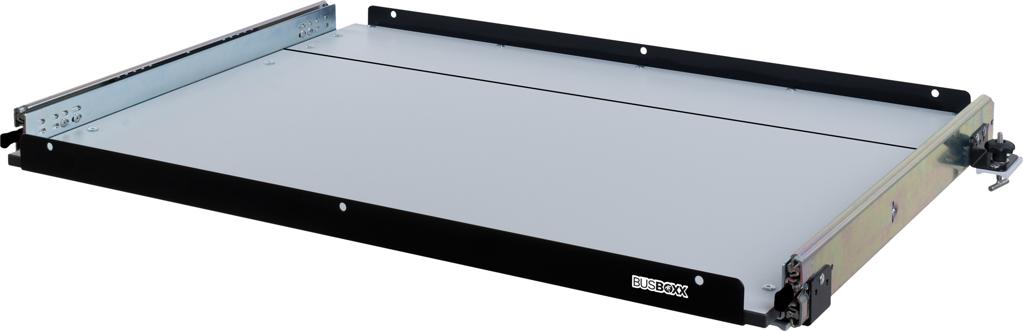 Heckutdrag heckBOXX flex delt 750 mm for VW T5/T6 forfra