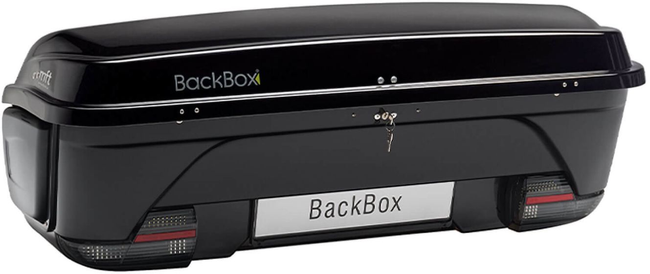 Hekk-boks BackBox Special Edition 300 l, svart montert på bil