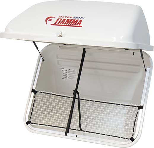 Hekk-boks Ultra Box 360 l for Carry-Bike, ABS, hvit montert på Carry-Bike