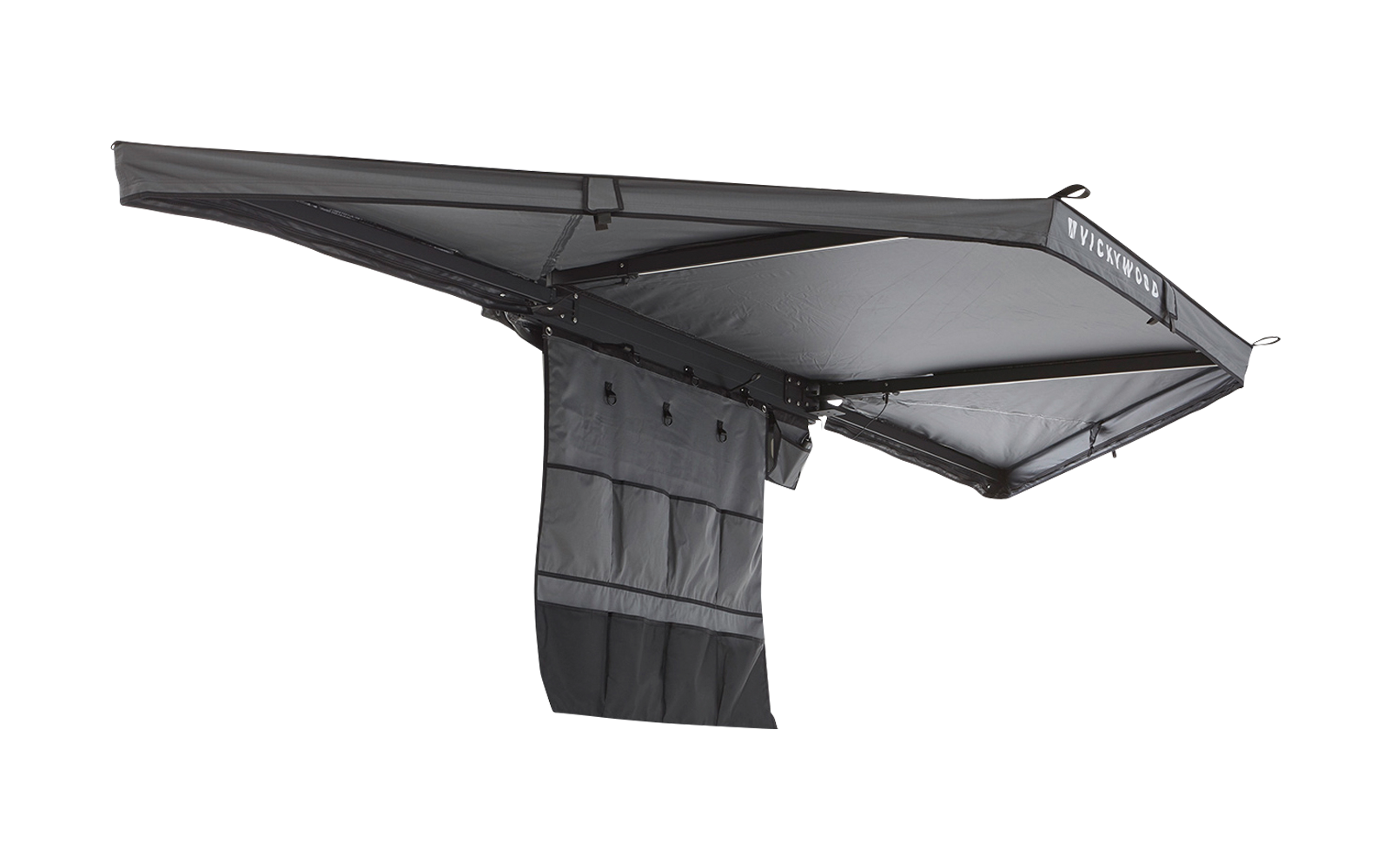 Hekk-markise Leaf 180° 150 cm med LED-belysning på campingplass