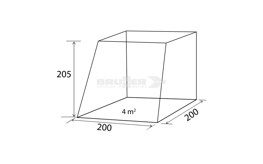 Hekktelt Comet for VW T5/T6 200x200 cm bakside