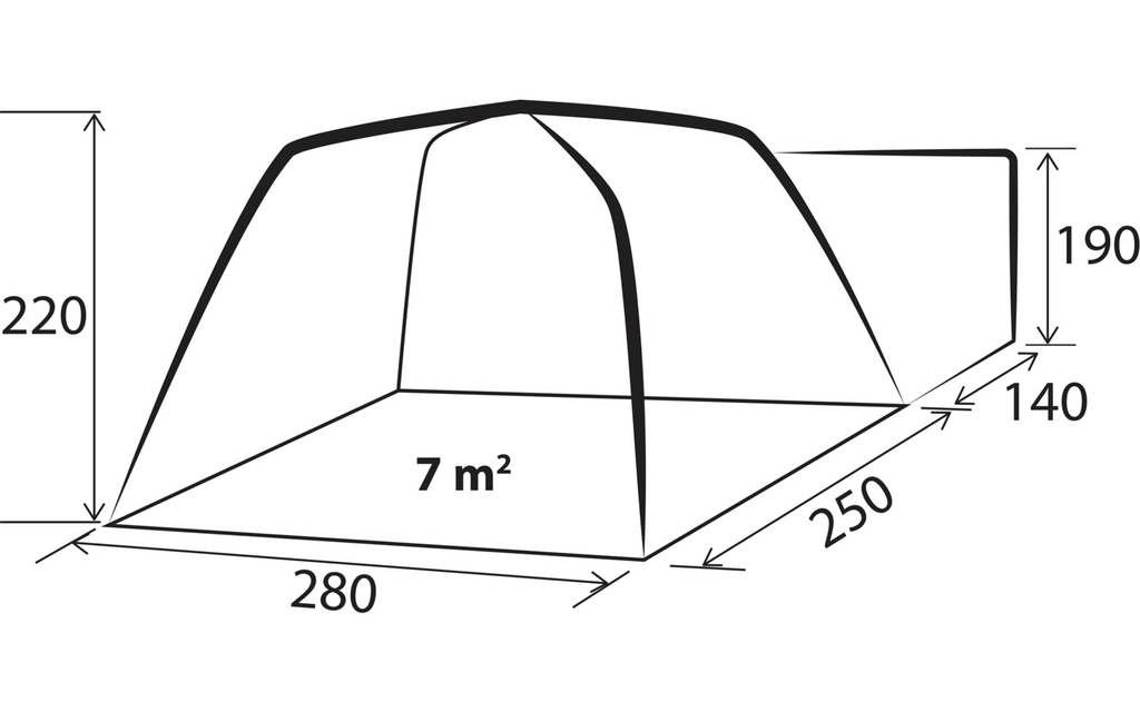 Hekktelt Indipendence oppblåsbart for van 280 x 250 cm detalj av luftstenger