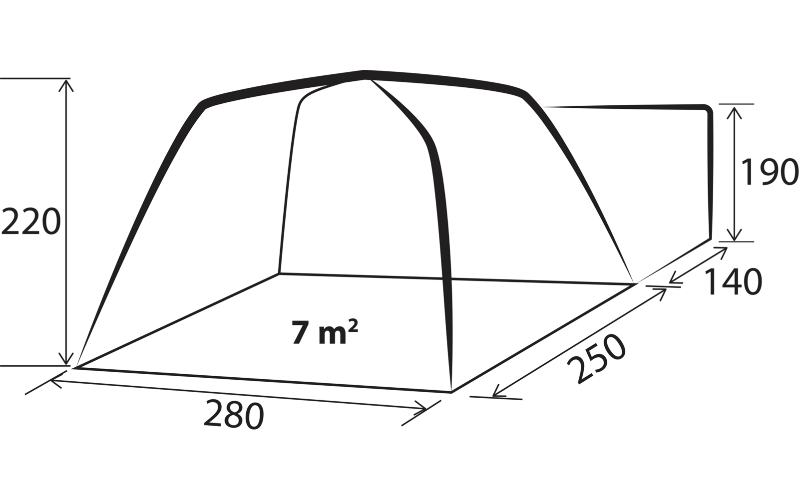 Hekktelt Indipendence oppblåsbart for van 280 x 250 cm detalj av luftstenger