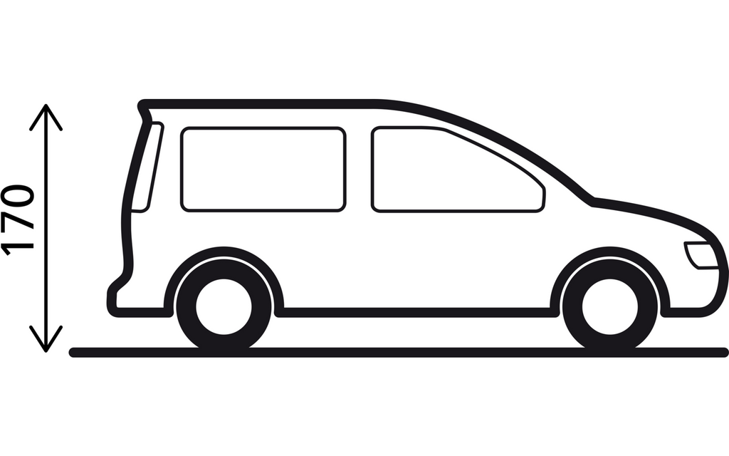 Nærbilde av stoff og glidelås på Hekktelt Pilote Caddy 5 for VW Caddy
