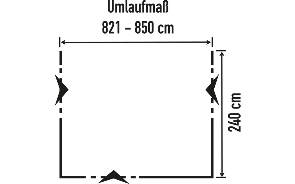 Helårsfortelt Tango 6-delt 240 cm dybde stålstenger hvit/grå detalj