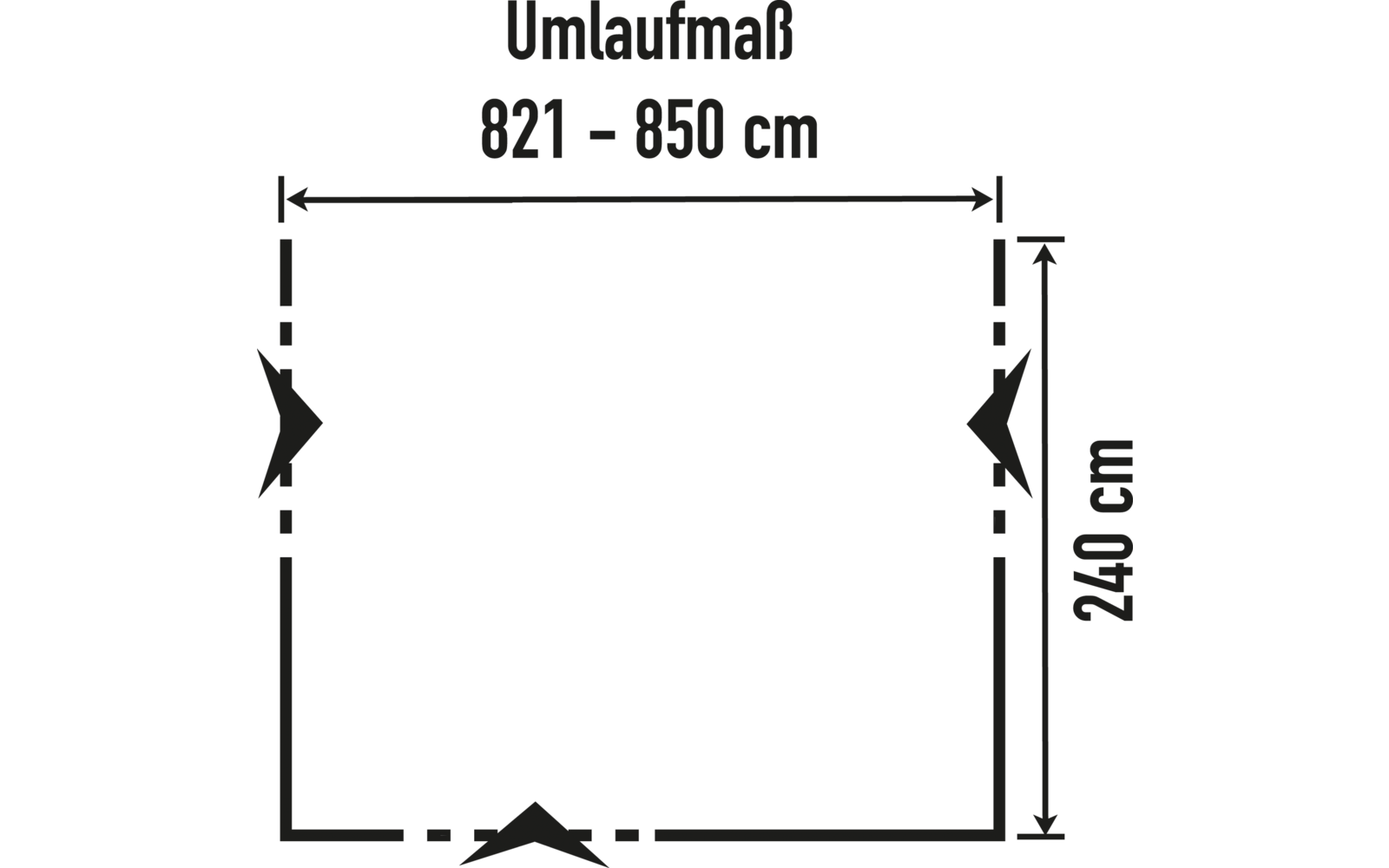 Helårsfortelt Tango 6-delt 240 cm dybde stålstenger hvit/grå detalj