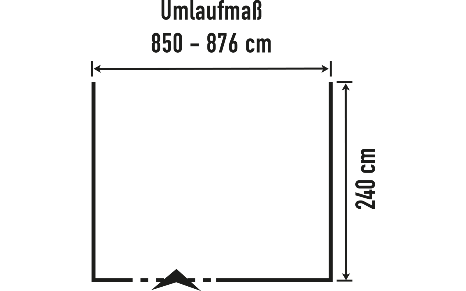 Helårsfortelt Tarifa 240 cm dybde stålstenger bakside