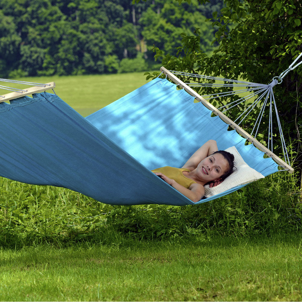 Hengekøye Miami Aqua 220x120 cm, 150 kg fra Amazonas vist forfra