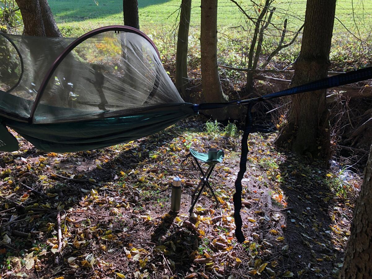 Hengekøye med pop-up myggnett 260x140cm 150kg pakket i pose