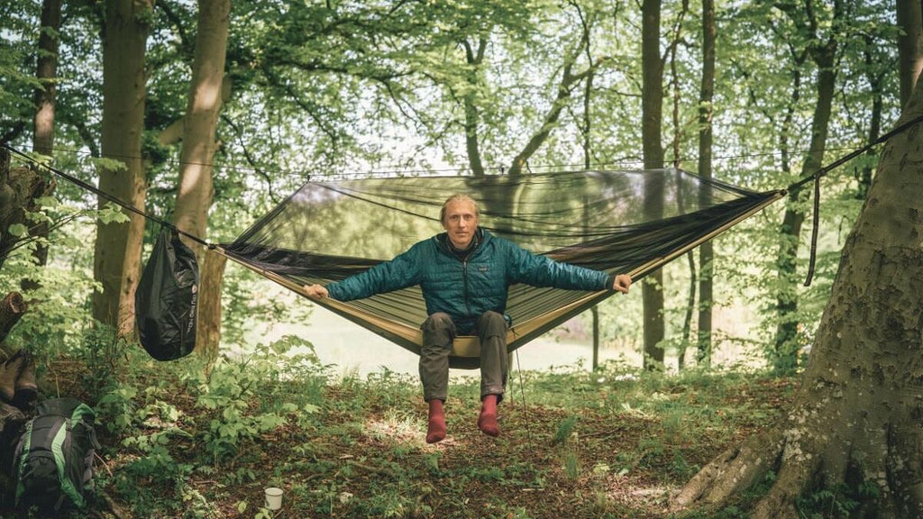 Nærbilde av stoff på Hengekøye-sett Trace Ultimate 300x140cm med myggnett
