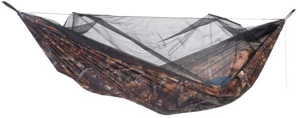 Hengekøye med myggnett kamuflasje 275x140 cm 500 g Amazonas forfra