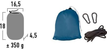 Hengekøye Traveller blå 220x140cm 350g maks 110kg montert
