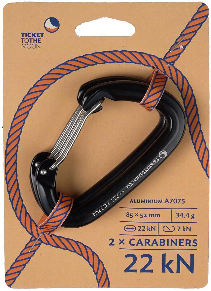 Hengekøykarabiner aluminium 22kN montert