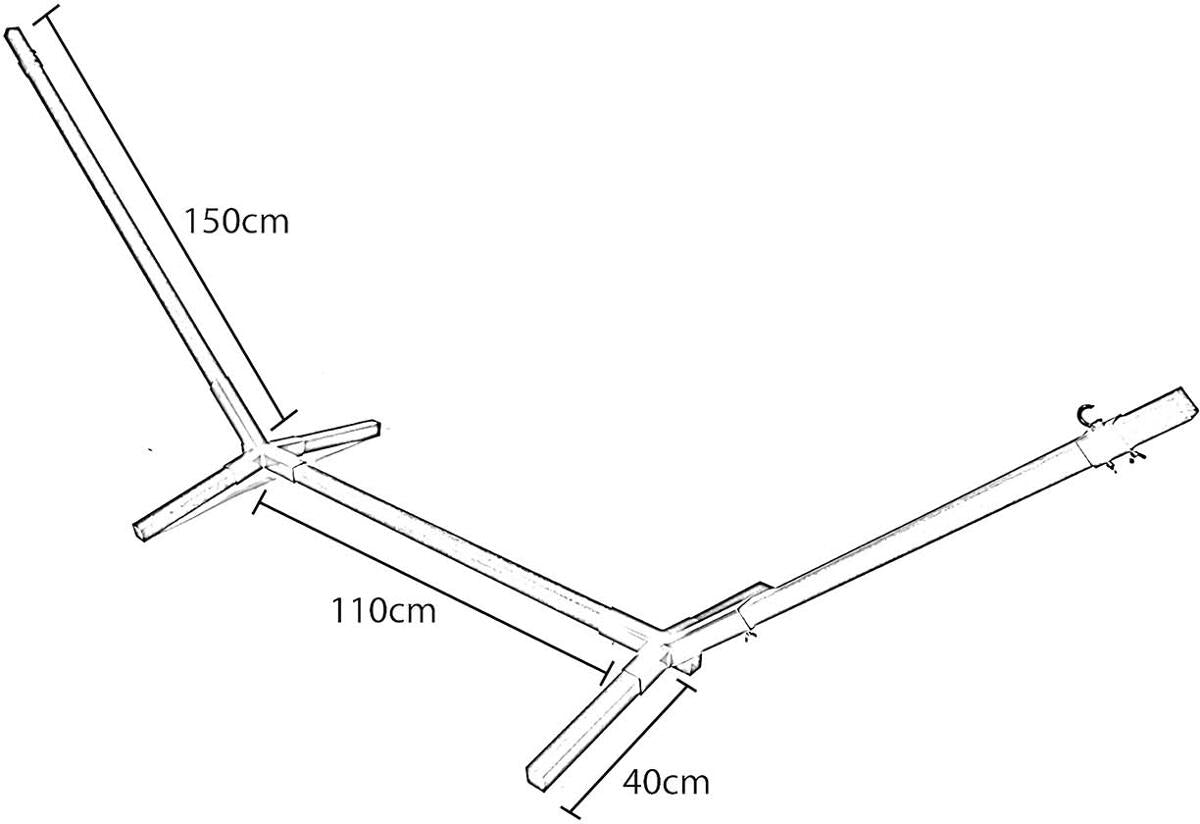Hengekøyestativ Mudanza hardtre 310-335 cm 120 kg bakside